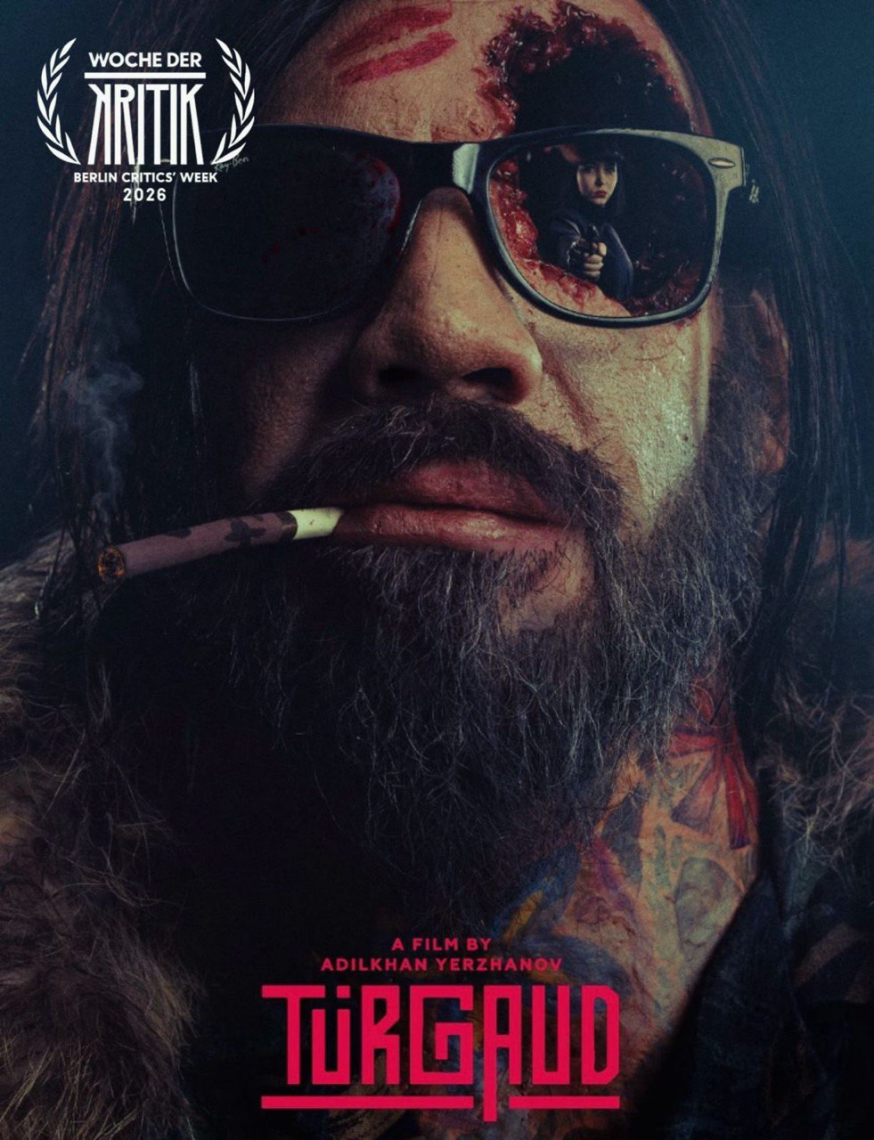 TURGAUD-film-poster-bearded-man-with-sunglasses-dark-cinematic-style-Berlin-Critics-Week-2026-image