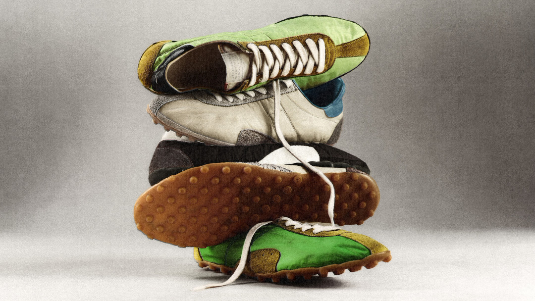 stacked-vintage-style-running-sneakers-with-textured-soles-image