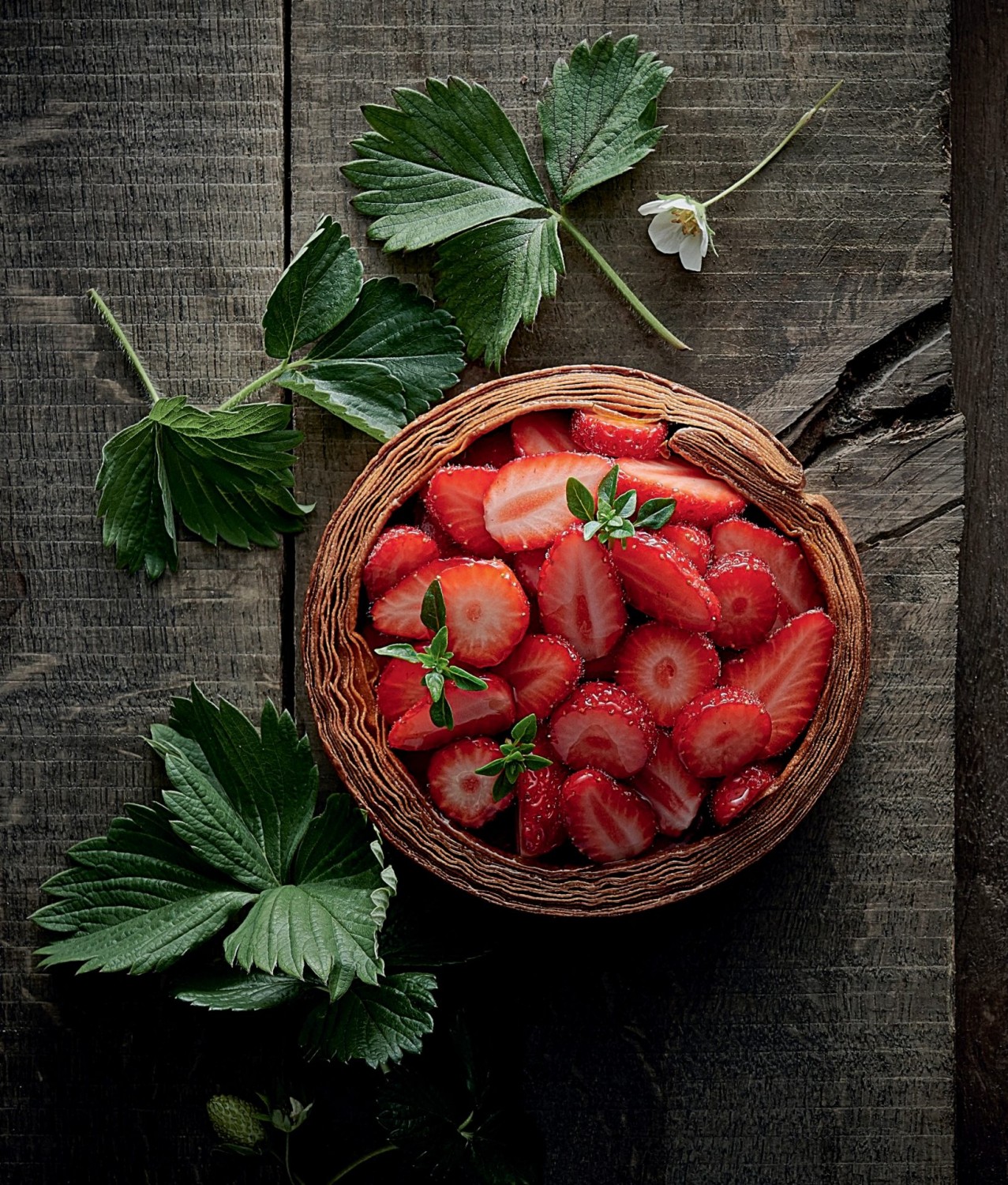 клубничный пирог с базиликом