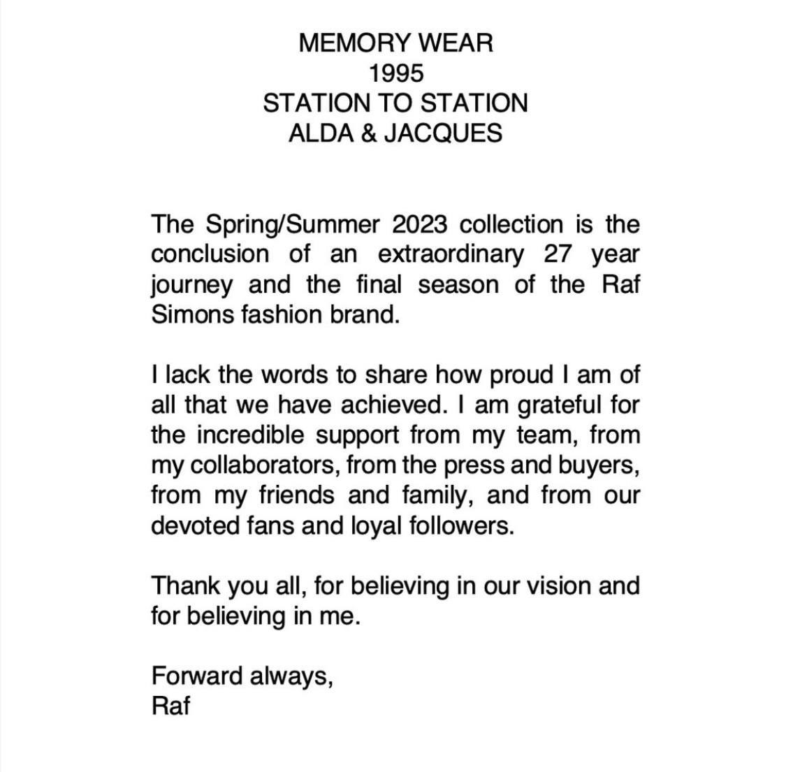 Raf Simons Закрывает бренд