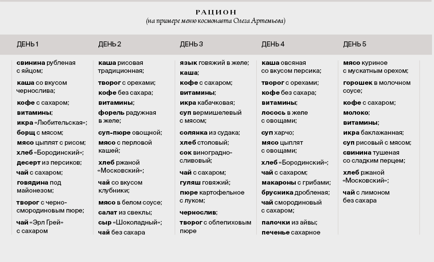 Пятиминутный путеводитель по космической еде