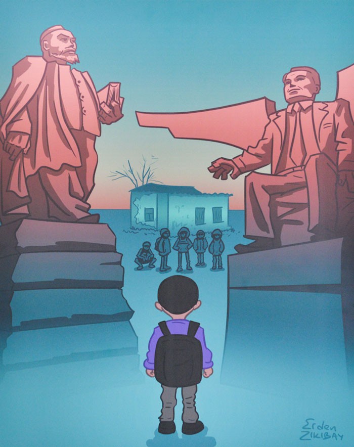 полицейский спит Дурные шутки выставка Алматы права человека