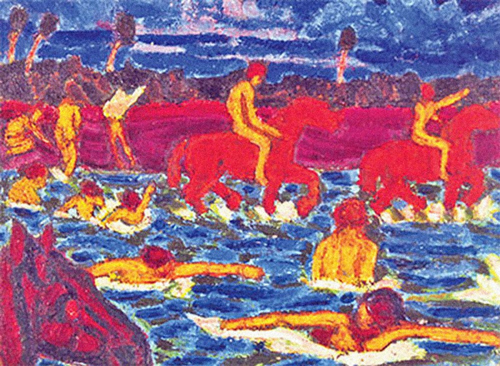 искусство красный кони вода Калмыков